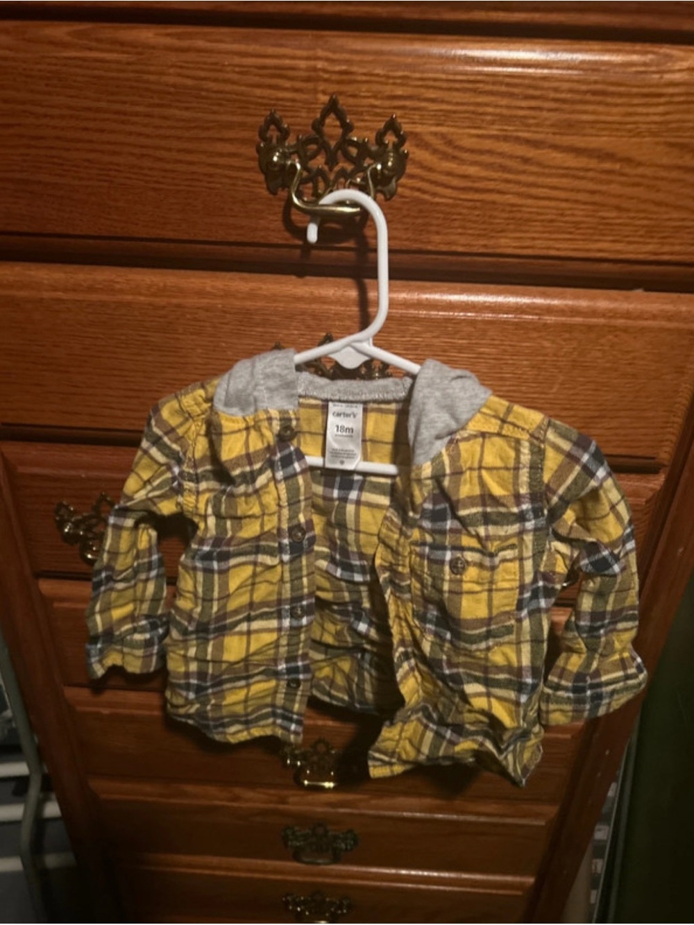Carter's Yellow Plaid Button-Front Hooded Shirt